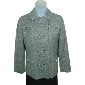 1960s Tweed Blazer with Red Flecks, Double Breasted Wool Jacket, Writer Academia - Fashionconservatory.com