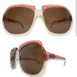 1970’s Oversized Sunglasses, Pink and Clear, Deadstock 