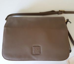 NOS Giani Bernini Leather Shoulder Bag Crossbody Purse Taupe