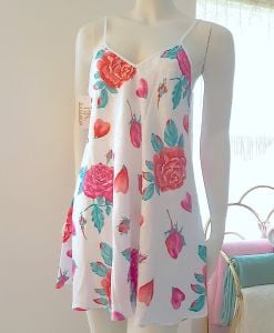 NWT - Vintage 1990s L.A. Intimates Rose Jacquard Chemise Nightgown - Fashionconservatory.com