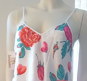 NWT - Vintage 1990s L.A. Intimates Rose Jacquard Chemise Nightgown