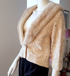 1950s Joseph Palanker & Sons Ribbonette Soutache Jacket with Mink Collar