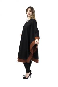 Vintage Casa Sesena Cape Wool Black/Sienna Long  Womens One Size - Fashionconservatory.com