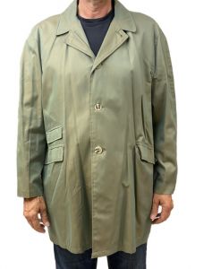 Vtg 1960s Green Sharkskin Rain Coat Overcoat 60s Trench Men's 46 Iridescent - Fashionconservatory.com