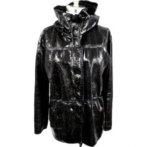  Lanvin Snakeskin Exotic Leather Hooded Parka Coat Womens S - Fashionconservatory.com