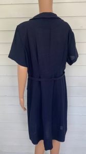 Vintage 50s Dress Dark Blue Short Sleeve XL XXL Plus - Fashionconservatory.com