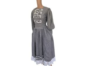 Homesteader Dress Revolutionary Colonial Pioneer Prairie Country 70s Gingham L