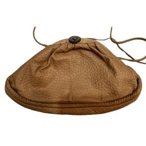 80s Large Camel / Tan Leather Snakeskin Pouch Shoulder Bag  - Fashionconservatory.com