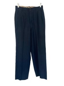 30s Mens Pinstripe Pants Antique Dark Blue Button Vintage 28 x 29 - Fashionconservatory.com