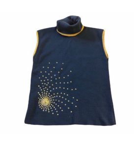 Blue & Gold Sequin Embelished Sleeveless Tank, Made in England 