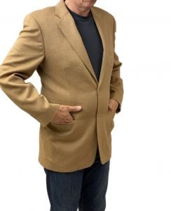 TASSO ELBA FOR MACYS CAMEL HAIR MENS SPORT COAT BLAZER JACKET  40L  2 Button - Fashionconservatory.com