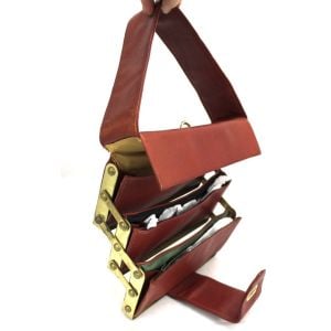 Eric De Kolb Vintage Accordion Purse Red Leather 1940s RARE Handbag - Fashionconservatory.com