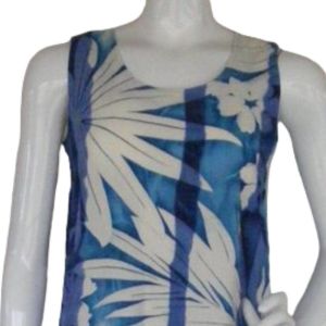 Beach Dress, S, Blue/White Floral Print, Mini, Keyhole back, Sleeveless - Fashionconservatory.com
