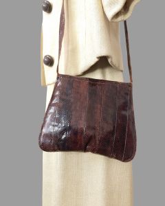 1940s Brown Eel Skin Shoulder Strap Hand Bag Made in Philippines - Fashionconservatory.com