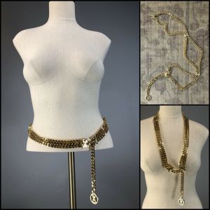 Paloma Picasso 80s 90s Vintage Gold Chunky Link XO Designer Metal Belt 
