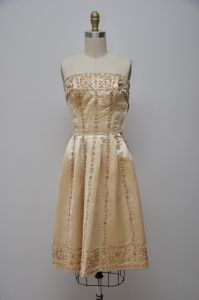 1950s Antonelli designer embroidered silk dress XS