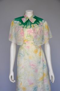 1970s boho floral maxi with capelet XS