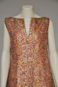 1960s Malcolm Starr Highly Embellished Beaded Sequin Party Dress M/L - Fashionconservatory.com