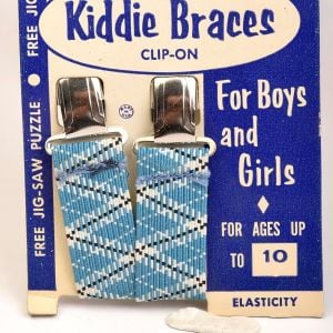 1950s Childrens Suspenders Braces Vintage 50s Kids Kiddie Braces Clip On Unisex Baby Blue White  - Fashionconservatory.com