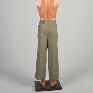 38 x 28.5 1970s Green Plaid Pants Wool Tweed Wide Leg Flares YSL Yves Saint Laurent Trousers - Fashionconservatory.com
