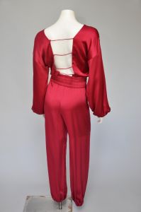 1980s silk jumpsuit with open back S/M