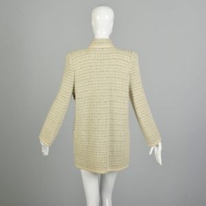  Medium 1980s Asymmetric Knit Coatigan Heavy Winter Sweater Coat Cozy Autumn Sweater Jacket  - Fashionconservatory.com