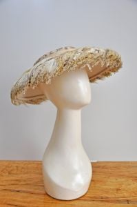 1950s new look wide brim feathered hat 