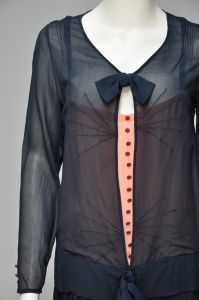 1920s navy blue dress with pink hearts XS/S - Fashionconservatory.com