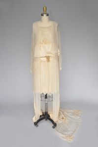 1920s ivory silk wedding dress with matching train XS