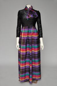 1970s Malcolm Starr rainbow sequin plaid party dress XS