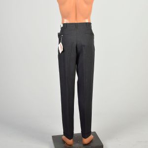 33 x 32 1950s Charcoal Pants Rayon Blend Flat Front Tapered Leg Cuffed Trousers Deadstock  - Fashionconservatory.com