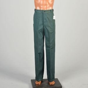 29 x 33.5 1950s Green Pants Boat Sail Cloth Sanforized Cotton Twill Flat Front Cuffed Work Trousers 