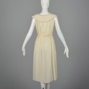 1930s Silk Nightgown Drawstring Ribbon Waist Cream Lounge Sleepwear Boudoir Lingerie - Fashionconservatory.com
