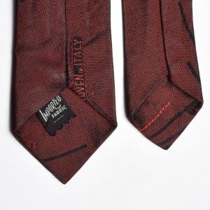 1960s Red Atomic Skinny Necktie Black Embroidered Sharkskin Neck Tie  - Fashionconservatory.com