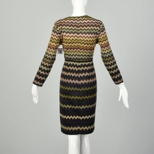 Small-Medium 1990s Missoni Orange Label Knit Dress Zig-Zag - Fashionconservatory.com