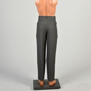 32.5 x 30.5 1980s Charcoal Pants Flat Front Rayon Blend Classic Office Suit Trousers - Fashionconservatory.com