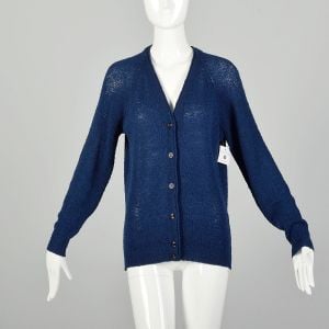  Medium 1960s Pendleton Navy Blue Cardigan Wool Sweater