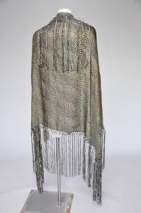antique 1920s gold lame art deco shawl with fringe 