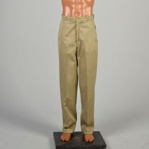 35 x 32.5 1970s Khaki Twill Pants Flat Front Straight Leg Tan Sears Trousers
