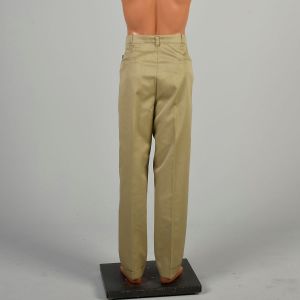 35 x 32.5 1970s Khaki Twill Pants Flat Front Straight Leg Tan Sears Trousers - Fashionconservatory.com