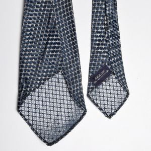 1940s Necktie Woven Blue Geometric Neck Tie  - Fashionconservatory.com