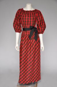 late 70s early 80s red plaid Bill Blass holiday maxi dress S/M