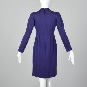 XS 1980s Geoffrey Beene Purple Wool Knit Dress Long Sleeves  - Fashionconservatory.com