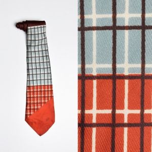 1940s Orange Print Necktie Brown Neck Tie