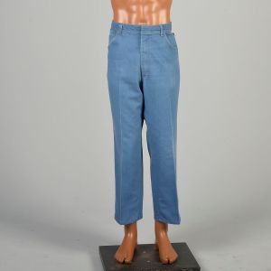 37 x 27.5 1980s Light Blue Wrangler Jeans Brushed Denim Straight Leg Trousers