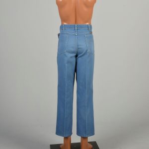 37 x 27.5 1980s Light Blue Wrangler Jeans Brushed Denim Straight Leg Trousers - Fashionconservatory.com