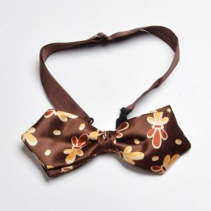 1940s Brown Floral Bow Tie 
