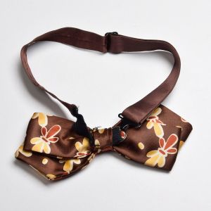 1940s Brown Floral Bow Tie  - Fashionconservatory.com