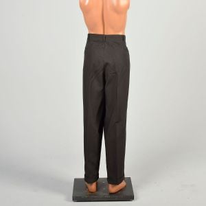 42 x 30 1950s Brown Pants XL Casual Office Workwear Cuffed Flat Front Trousers  - Fashionconservatory.com