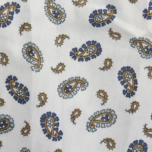 3XL 1970s Mens Paisley Boxer Shorts Cotton Blend White Blue Gold Print Elastic Waist - Fashionconservatory.com